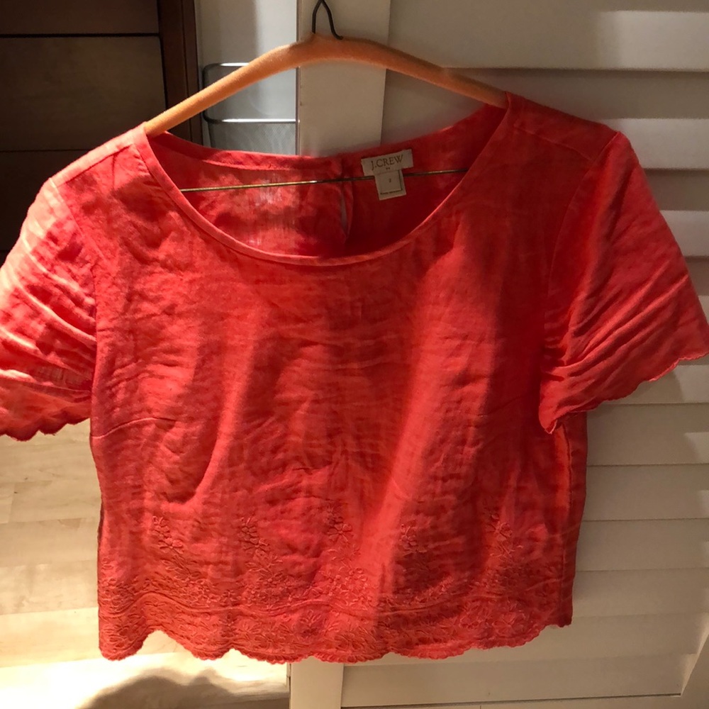 J. Crew Salmon Colored Linen Top - Size 2